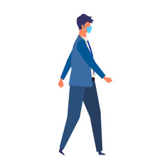 Vector flat illustration of man wearing a surgical mask