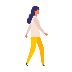 Vector flat illustration of walking woman