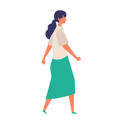 Vector flat illustration of walking woman