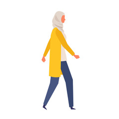 Vector flat illustration of walking woman