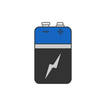 Alkaline battery in cartoon flat. Vector illustration for any design.