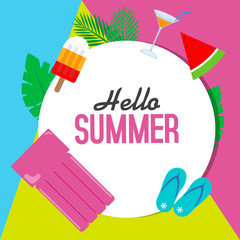 Obraz premium hello summer flat icon vector illustration design graphic