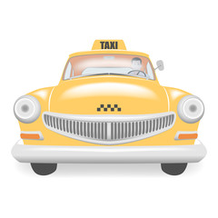 Kind yellow cartoon taxi car