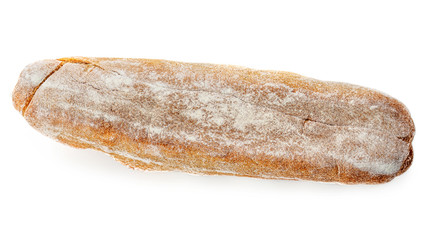 Sliced bread isolated on a white background. Bread baguette  Top view. Food concept.