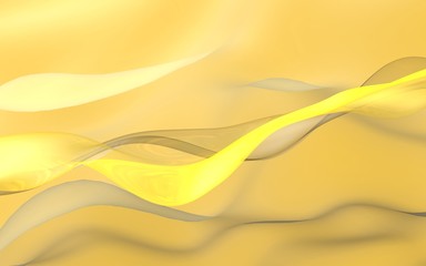 Abstract gold background. Beautiful backdrop with yellow waves. 3d illustration.