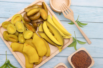 Pickled fruit is a food preservation of Thailand.