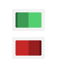 Vector isolated green and red 3d button. Power switch icon. On, off.