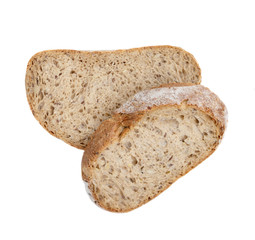 Sliced bread isolated on a white background. Bread toasts  Top view. Food concept.