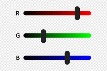 Rgb color concept illustration. Horizontal indicator ruler bar icon in flat