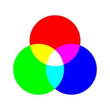 Rgb color concept illustration. Pie chart icon in flat.