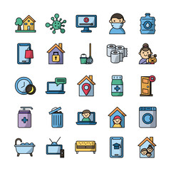 bundle of quarantine set icons