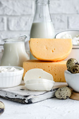 Assorted dairy products. Farm products