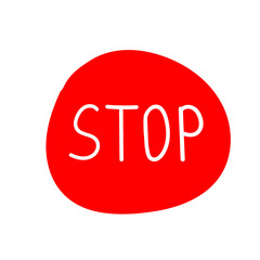 Hand draw bubble talk phrases. Online chat cloud with word comment information STOP. Vector stock illustration isolated on white background	