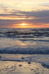 Sunset at the beach on Terschelling, the Netherlands.