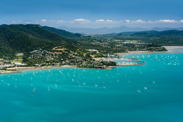 Fototapeta premium Aerial view of Airlie Beach, Queensland