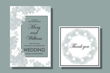 Set of wedding, holiday cards. Frames with small gray  flowers on a white background. Eps10 vector stock illustration