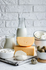 Assorted dairy products. Farm products
