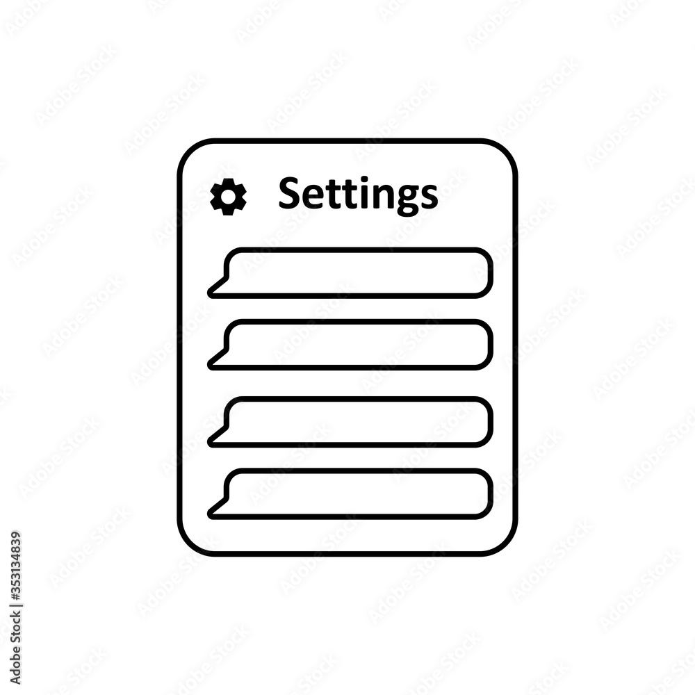 Wall mural menu setting, vector icon. simple website design in black line style.