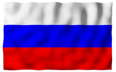 Waving flag of the Russian Federation. The National. State symbol of the Russia. 3D illustration