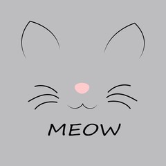 cat  foot print illustration, kitty meow vector