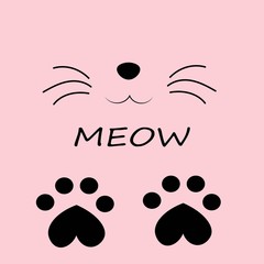 cat  foot print illustration, kitty meow vector