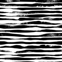 Wavy grunge lines vector seamless pattern. Horizontal brush strokes, straight stripes or lines.