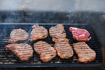 steak beef cooking fire grill bbq Entrecote