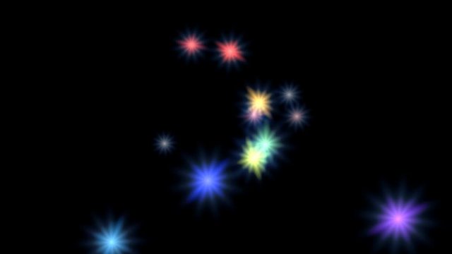 Loop of Rotating Stars. On a black background, multi-colored stars rotate. You can loop seamlessly.
