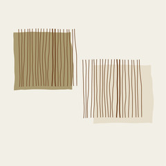 Art work with rectangular shapes and line pattern in the Nordic style of the mid-century. Vector illustration in minimal style for cover, catalog, picture.