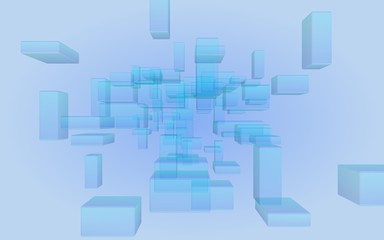 Blue and purple abstract digital and technology background. The pattern with repeating rectangles. 3D illustration