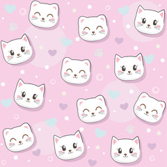 Cute seamless pattern with pretty kittens. Great for baby fabric, textile, wallpaper. Cats. Kids cartoon vector background. Pastel Colors.