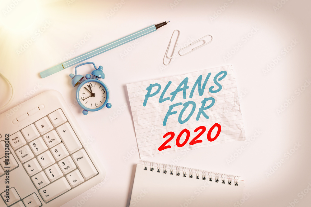 Aufkleber word writing text plans for 2020. business photo showcasing an intention or decision about what one 