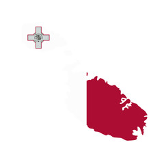 Malta map country of Europe, European flag illustration, vector isolated on white background