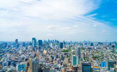 東京風景　5月　渋谷方面　青空と緑