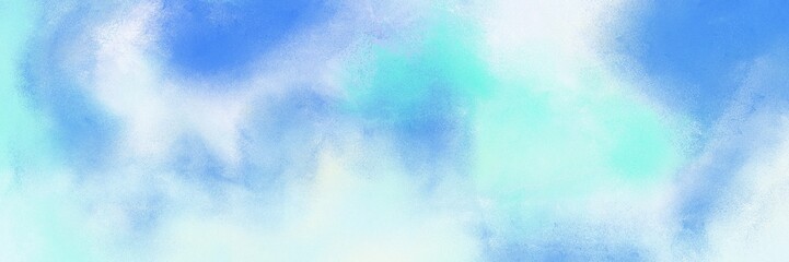 Fototapeta na wymiar painted decorative horizontal banner with pale turquoise, corn flower blue and sky blue color. can be used as header or banner