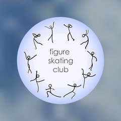 Procurement for Logotype, Banner, site design, articles, notes on figure skating. Vector hand drawn skater, figure skating posture