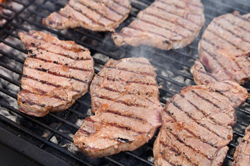 steak beef cooking fire grill bbq Entrecote stripe
