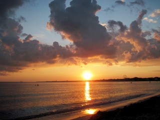 Very gentle sunset over the sea.     
