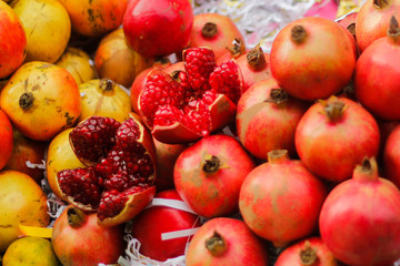 Naklejka na ściany i meble fruits and vegetables pomegranate cut 