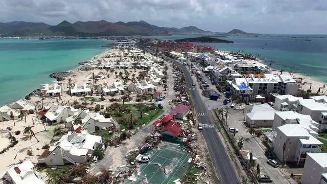 Hurricane Irma a category 5 storm destroyed homes, hotels and businesses on the french side of the island of St.maarten/St.martin
