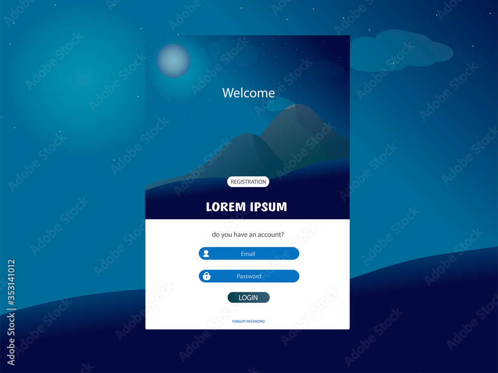 Fototapete preliminary page, account in your personal account to enter the site or application enter login and 