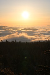 Fototapeta na wymiar 国道最高点２９２号線から見る夜明けの日の出と雲海の光景