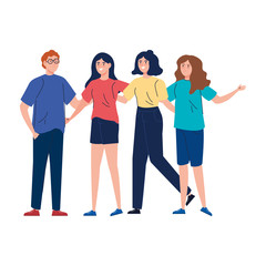 Fototapeta premium man and women together, happy, people, happiness and friendship, male and female characters vector illustration design