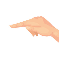 hand with pointing finger on white background vector illustration design