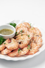 fresh boiled prawns with zesty citrus dipping sauce