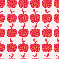 Hand Drawn Simple Seamless Pattern with Apples-01