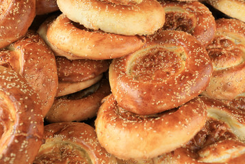 Bunch of chinese naan flat breads closeup