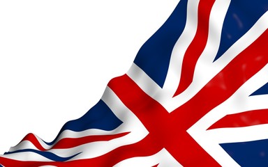 Waving flag of the Great Britain. British flag. United Kingdom of Great Britain and Northern Ireland. State symbol of the UK. 3D illustration