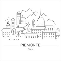vector illustration of Piemonte