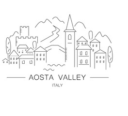 Aosta valley, valle d'aosta illustration. 
